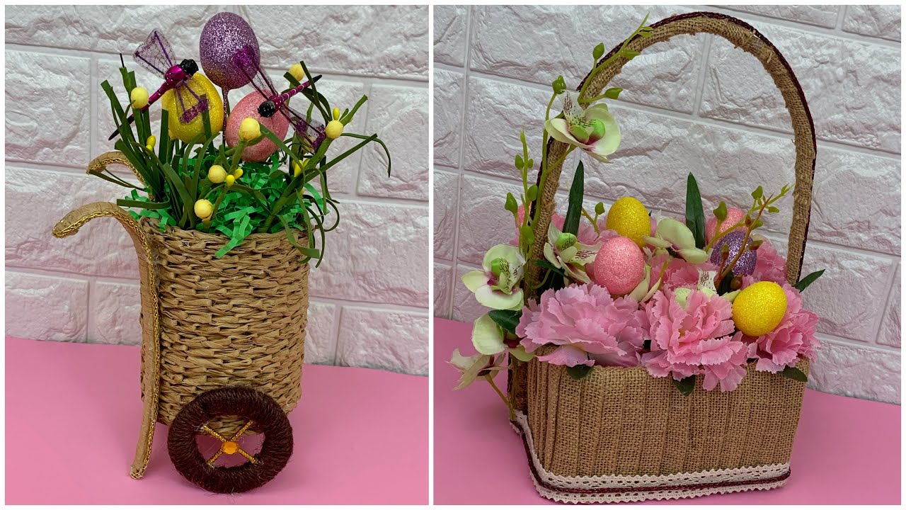 Diy Jute Craft Ideas/ Jute Flower Basket/ Jute Easter Basket Diy YouTube
