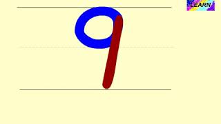 How to write numbers. How to write the number 9. How to write the number nine.
