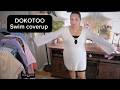 Dokotoo Beach Cover Ups for Women Sexy Deep V Neck Swimsuit Cover Up Dress | Metal Button, Hollow Ou