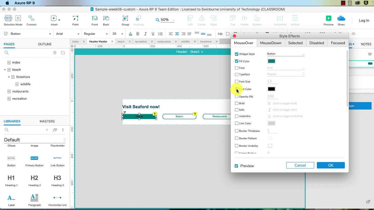 Axure RP 9, week 8.4, creating a custom menu - YouTube