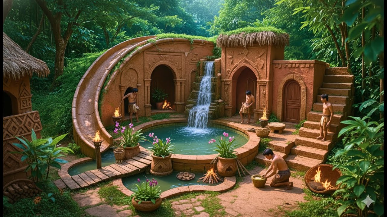 100-Day Challenge: Building a Hidden Primitive House Deep in the Jungle Using Primitive Tools