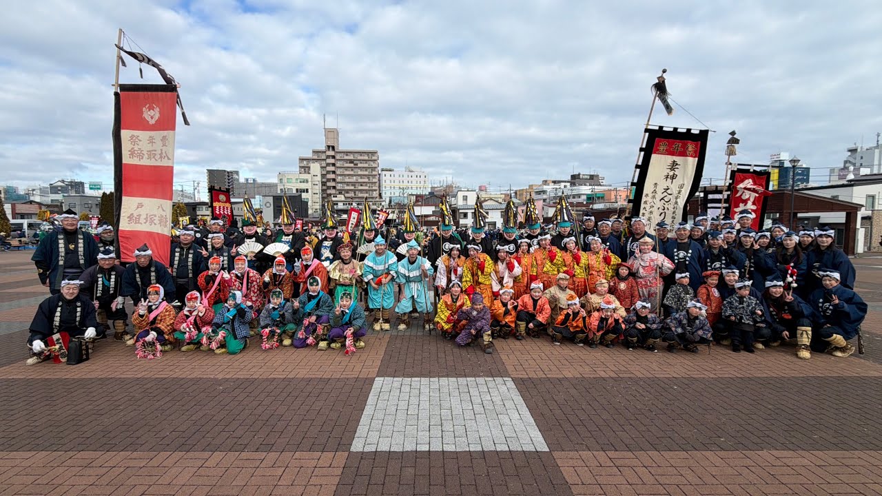 【糠塚えんぶり組】令和8年　糠塚えんぶり組　行列一斉摺り　まつりんぐ広場　妻神コラボ