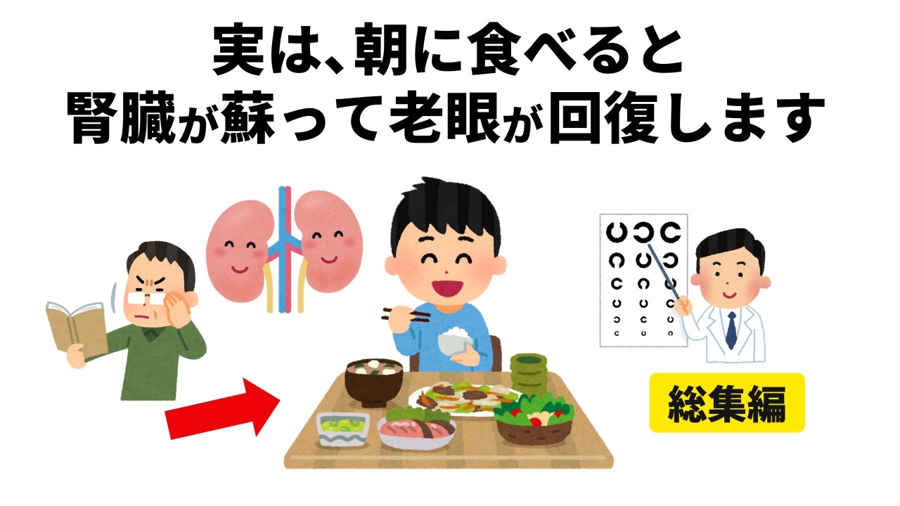 【聞き流し】【朝が最強】腎臓が蘇り老眼と髪が若返る朝の食べ物【総集編】【作業用】