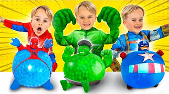 Chris Becomes Superhero - Funny Stories With Inflatable Toys