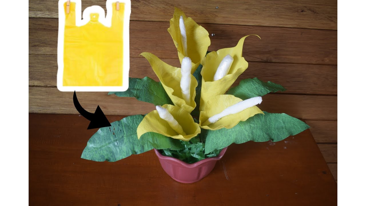 Cara membuat bunga calla lily dari plastik kresek How to 