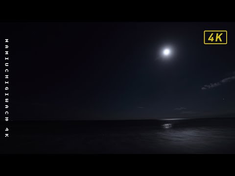 【波打際】辻堂海岸の波打ち際①（神奈川県）夜中 / 自然音と4K映像