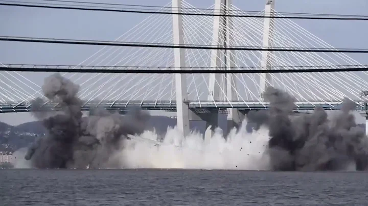incredible bridge demolition that caught on camera 😯😲😎..