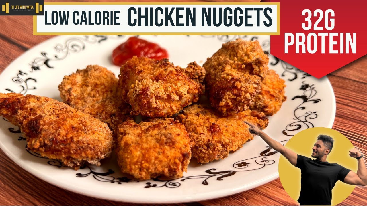 Easy High Protein CHICKEN NUGGETS Oil Free, Air Fryer Recipe