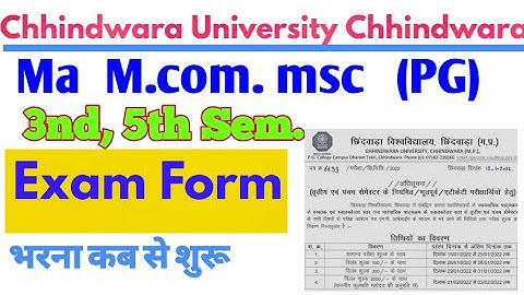 Chhindwara University PG 3nd, 5th Sem Exam Form 2022 || CUC Ma M.com Msc Exam Form || CUC Exam Form