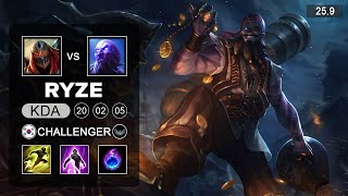 Ryze vs Zed Mid - KR Challenger - Patch 25.9 Season 15