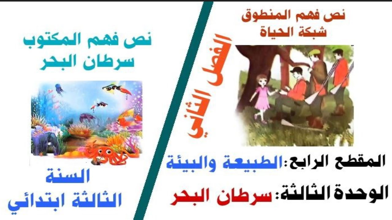 المقطع ( 4) الوحدة(3 ) /نص فهم المنطوق شبكة الحياة ونص فهم المكتوب سرطان البحر السنة الثالثة ابتدائي