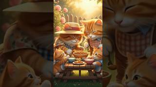 🐾 Cozy Cat Family Picnic Vibes 🌸☀️  #AnimalIllustration #CatLovers #FelineJoy #FamilyTime