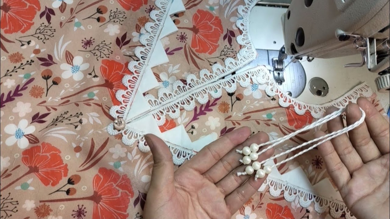 New Trendy Neck Design With lace & Triangles Cutting & Stitching | New Gala Design 