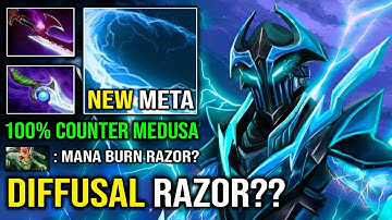 WTF Mana Burn Razor 100% Counter Medusa with Brutal Diffusal Super OP Carry EPIC Dota 2
