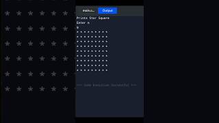 C++ Code to Print Star Square Pattern | C++ Pattern Program for Beginners #shorts #cpp #codewithme