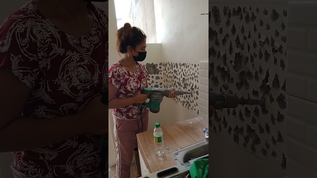 construction girl  jackhammer