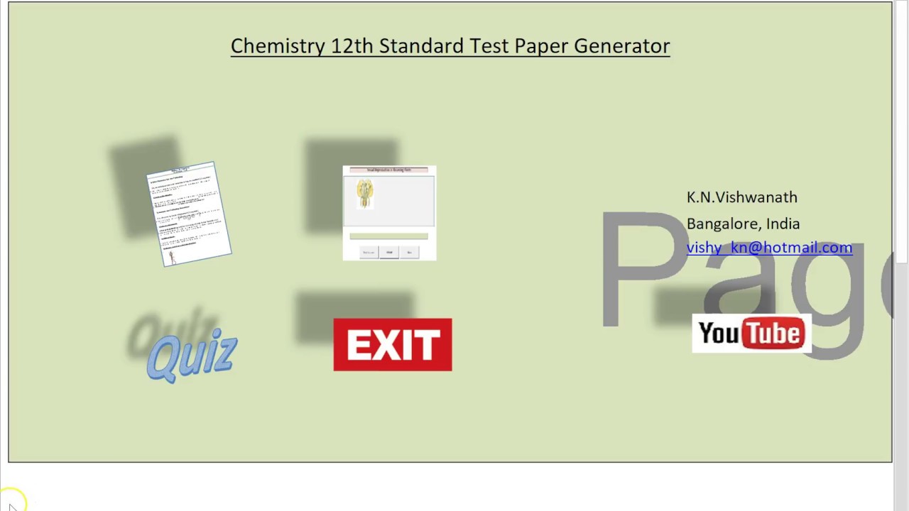 12th Chemistry NCERT Test Paper Generator