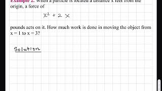 Work Done where  Force, f(x),  is a Function of Position