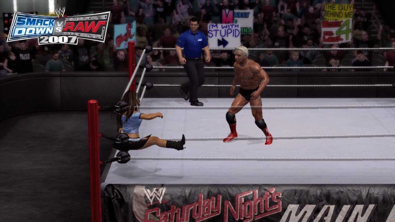 Smackdown vs Raw 2007 | Ric Flair Destroy's And Low Blow Melina