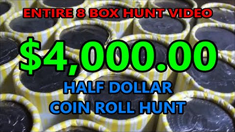 FULL LENGTH 8 box $4,000.00 half dollar coin roll hunting adventure video!