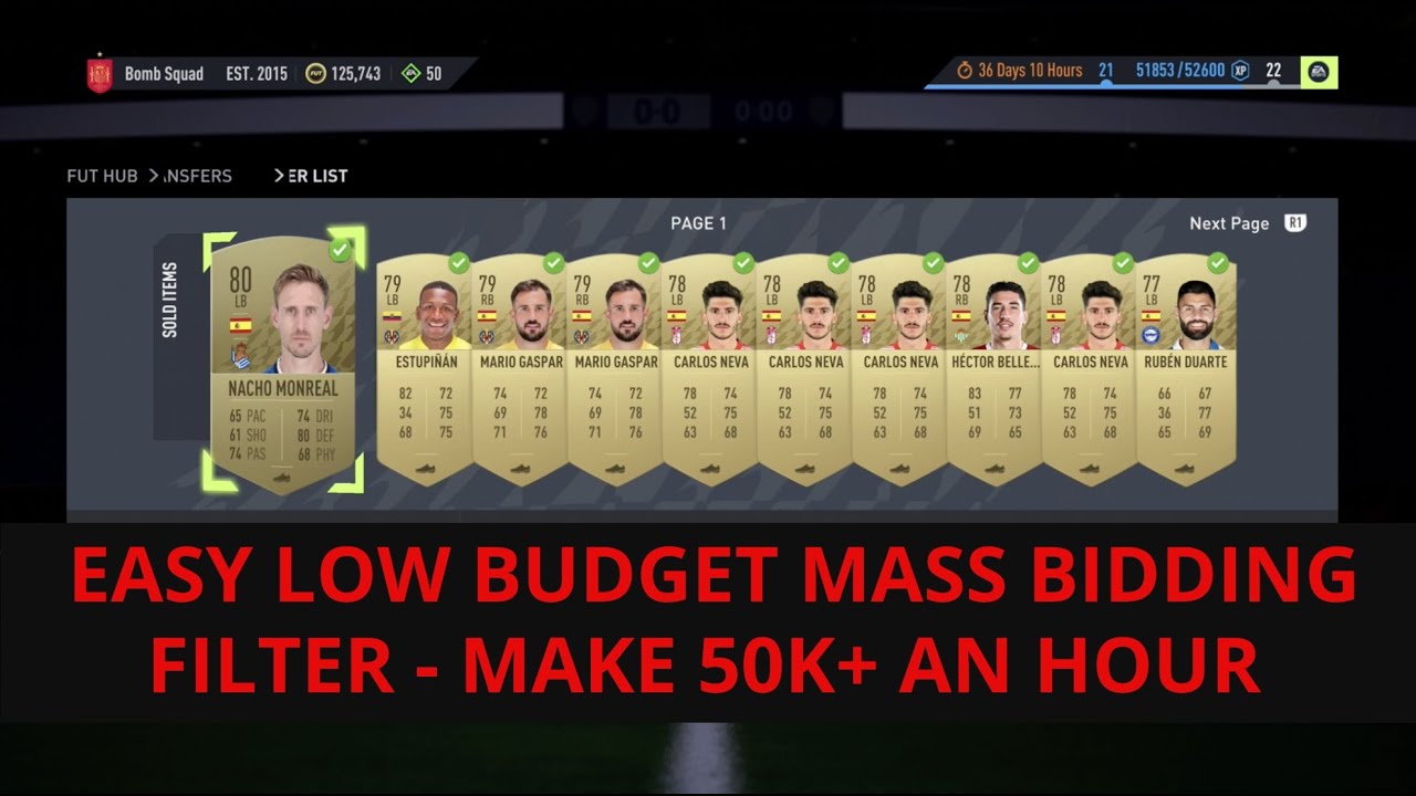 FIFA 22 TRADING TIPS - EASY LOW BUDGET MASS BIDDING FILTER - MAKE 50K+ AN HOUR  - FIFA 22 TRADING!
