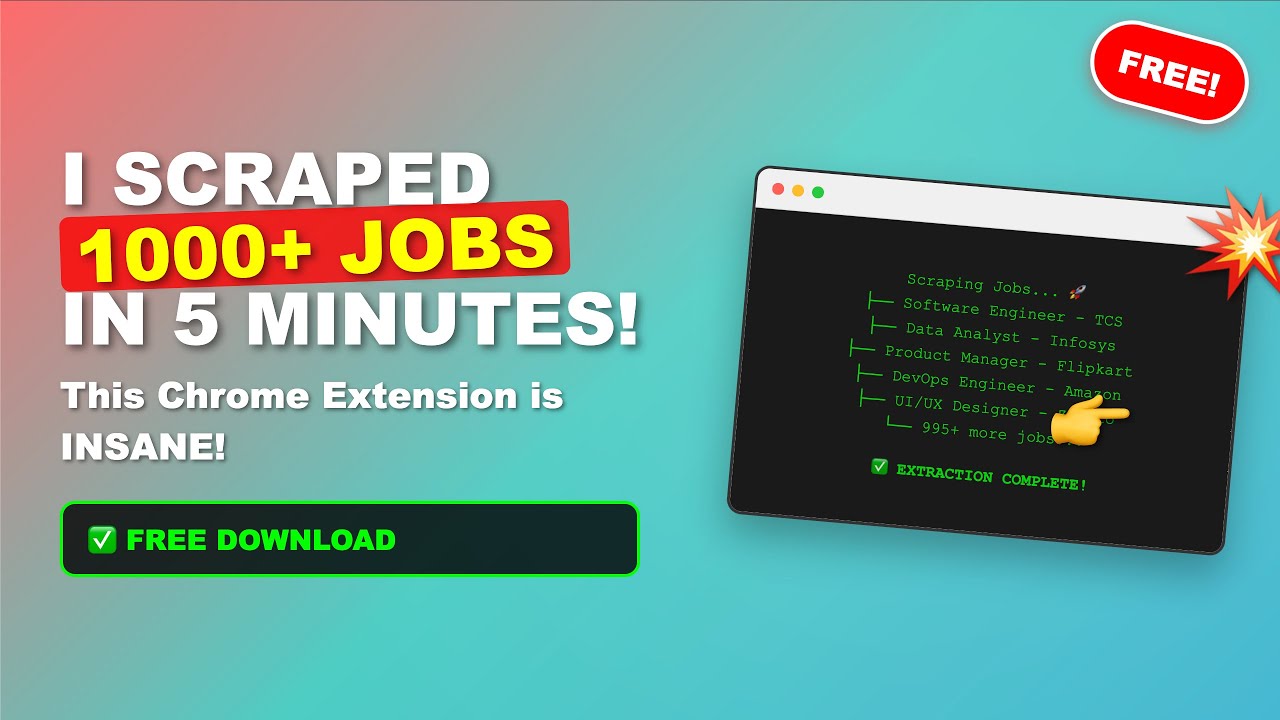 🔥 I Scraped 1000+ Naukri Jobs in 5 Minutes! This Chrome Extension is INSANE! (FREE Download)