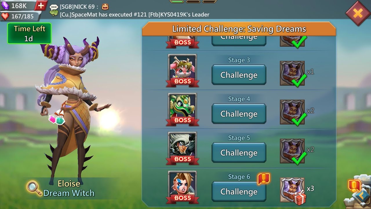 Lords mobile limited challenge Dream witch stage 6 | saving Dreams stage 6 | Eloise stage 6