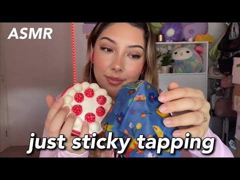 ASMR just sticky / fingertip tapping 💚 | Whispered