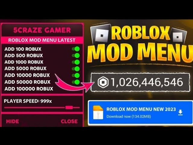 Roblox Mod Menu 2.592.588 Gameplay 2023 VIP Unlimited Money & Robux 100% -  Roblox Mod Menu 2.592 