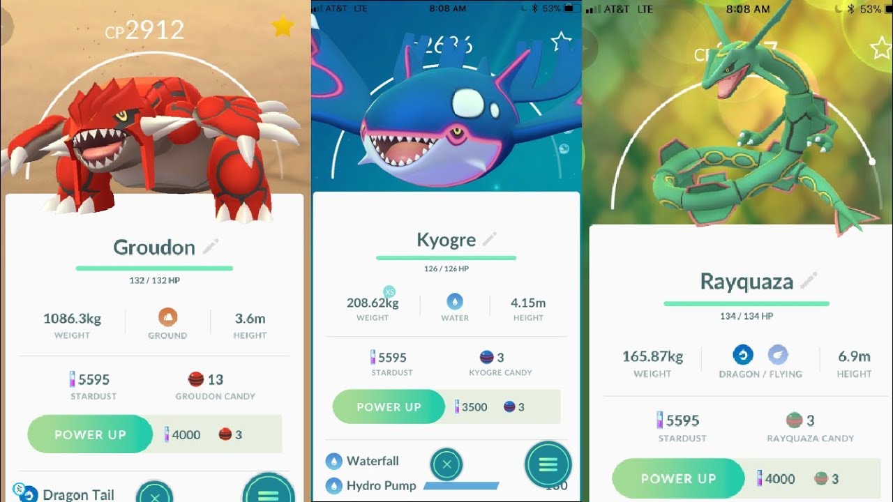 Pokémon GO Shiny Rayquaza, Kyogre, Groudon, Entei - Mini Account (Read  Describe) - PoGoFighter