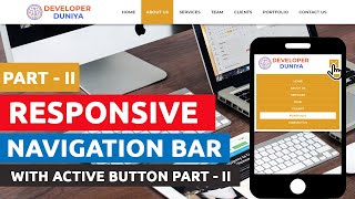 Responsive Navigation Bar With Active Button Part 2 | Navigation Bar With Active Menus | Navbar Menu