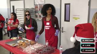 Charis Michelsen, Christine Obanor And Brady Ledford Serve Christmas Meal To Homeless At La Mission