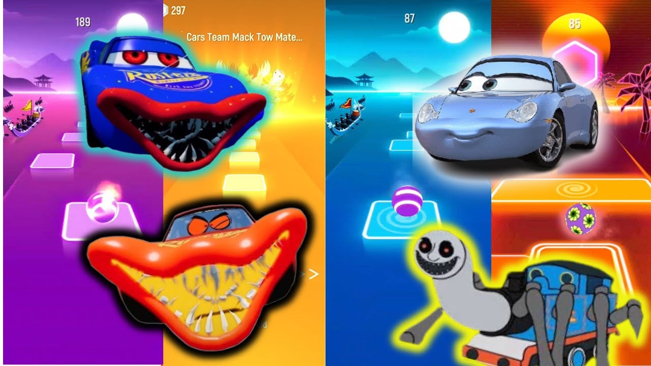 Ruster lightning mcqueen vs Mcqueen red eater vs Spider Thomas vs ...