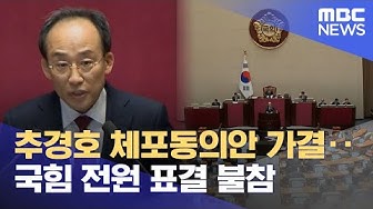 Thumbnail for 추경호 체포동의안 가결‥국힘 전원 표결 불참 (2025.11.28/뉴스투데이/MBC)