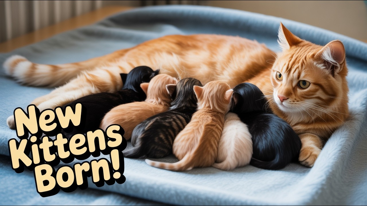 Кошка Джинджер стала мамой для 5 милых котят. Котята рождаются! Такие милые