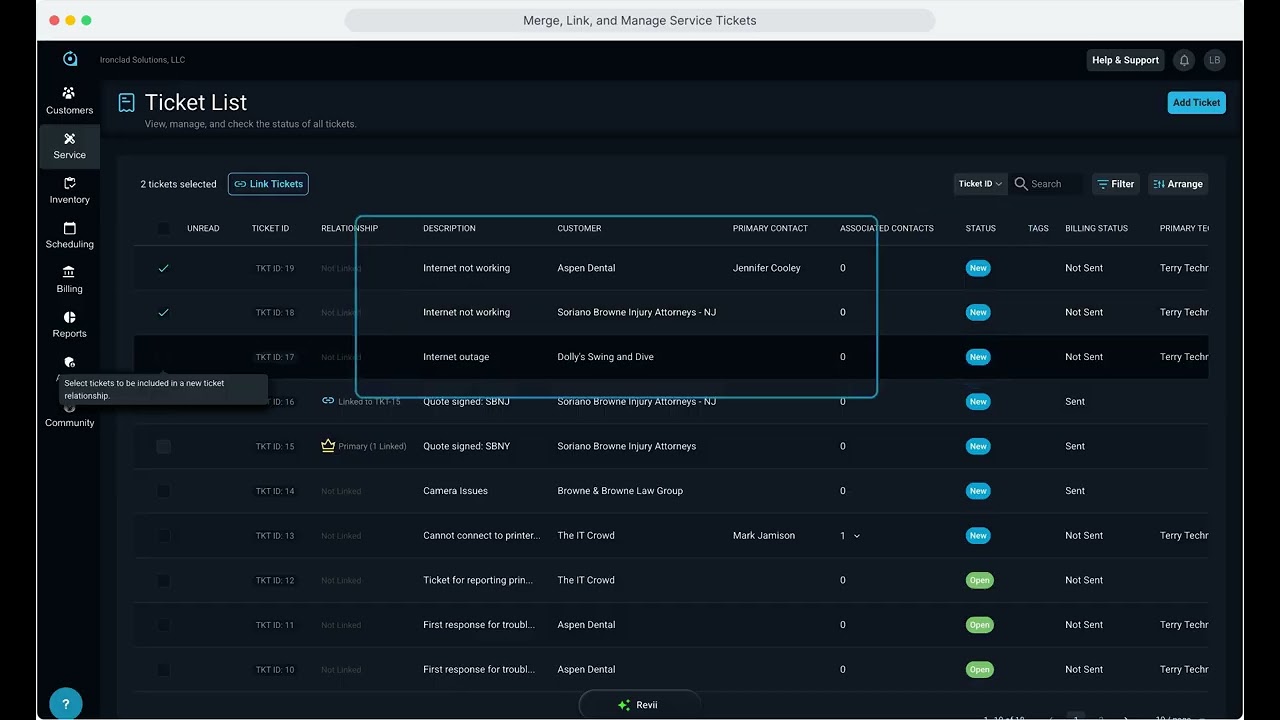 Managing Tickets - Merging and Linking Tickets