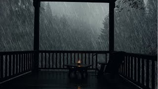 Sleeping Soundly with Heavy Rain & Thunder Roaring Above Wooden Roof In The Night Fog, Sleep Sounds