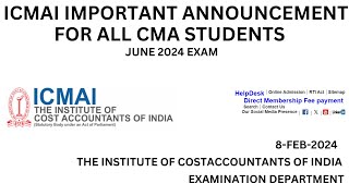 Icmai Important Announcement For All Cma Foundation Students For June ...