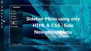Sidebar Menu using only HTML & CSS | Side Navigation Menu | ZonetoCode