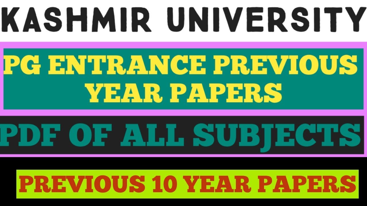 kashmir university pg entrance previous year papers || Previous year papers of KU pg entrance