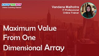 Maximum Value From One Dimensional Array In C - C Programming Course For Beginners in Hindi