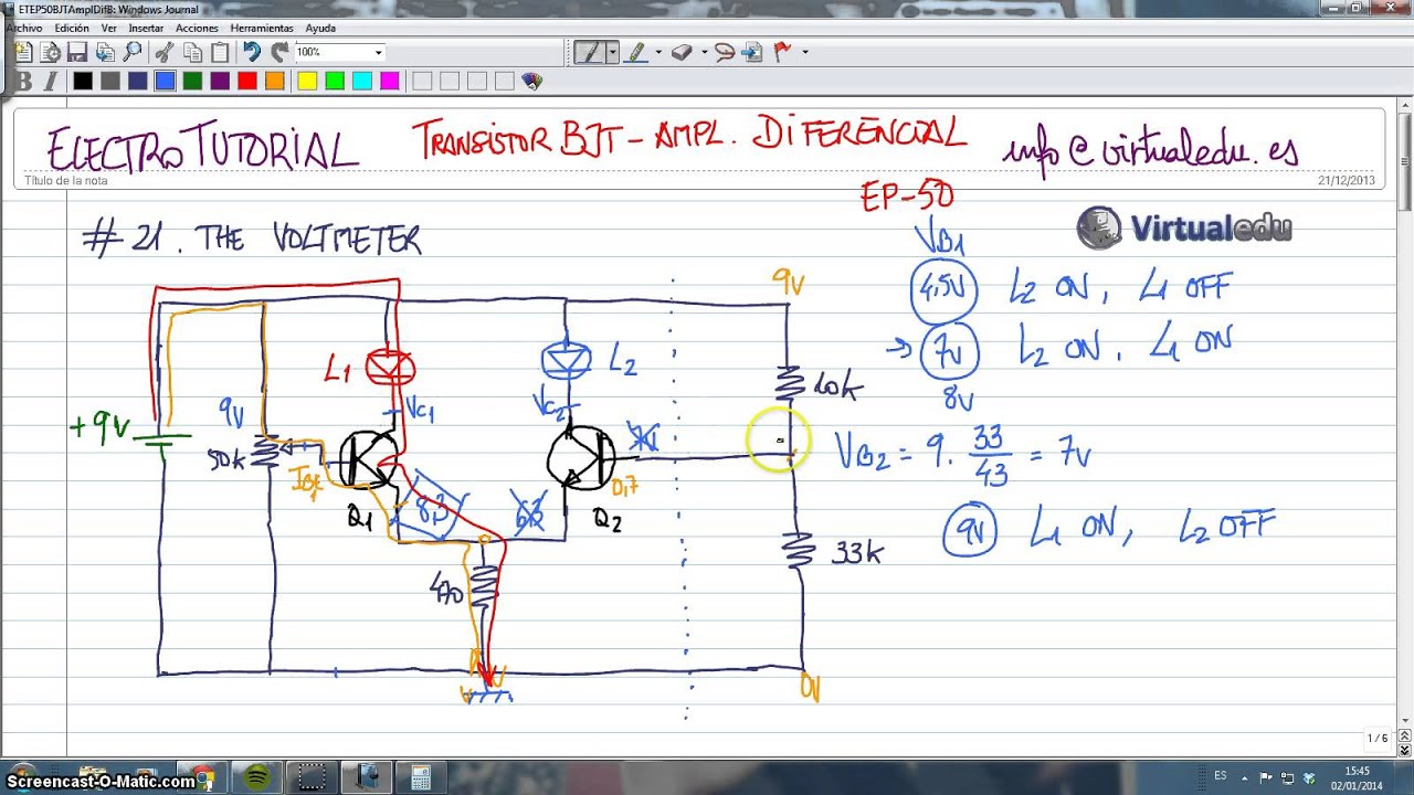 transistor bjt i Amplificador 284 BJT Diferencial  (1)  ElectroTutorial