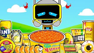 FUNBOT Eating Outdoor: Giant Cup Noodles Hershey's Juicy Drop Gummies Hubba Bubba | ASMR