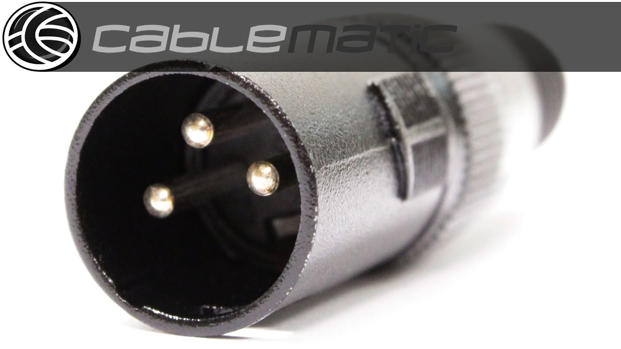 Conector XLR3 3pin macho metálico negro distribuido por CABLEMATIC ®