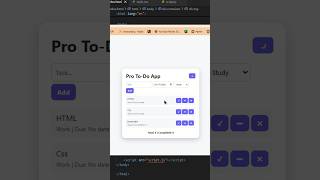 HTML CSS JavaScript Project – To-Do App 🔥 #coding #htmlcss #webdesign#shorts #ytshorts #youtube