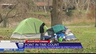 Point in time volunteers searching to count homeless individuals