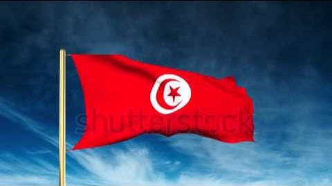 Tunisia flag slider style. Waving in the wind with cloud background animation Stock video by