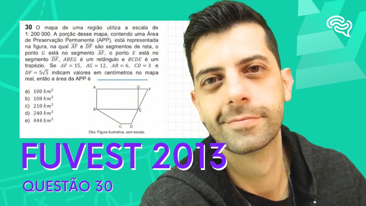 FUVEST 2013 - Q30 - o mapa de uma região utiliza a escala de 1: 200 000