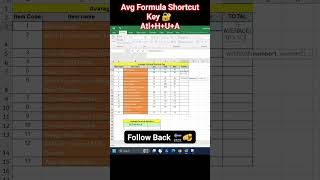 Avg Formula in excel shortcut Keys 🗝️ #techtech #tech #techtal #exceltips #techcanvass #vlookup