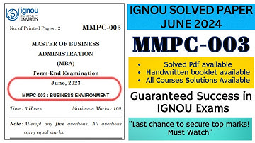 MMPC 003 PAPER LEAKED? MMPC 003 solved paper june 2024|ignou mmpc 003 important questions|#ignoumba